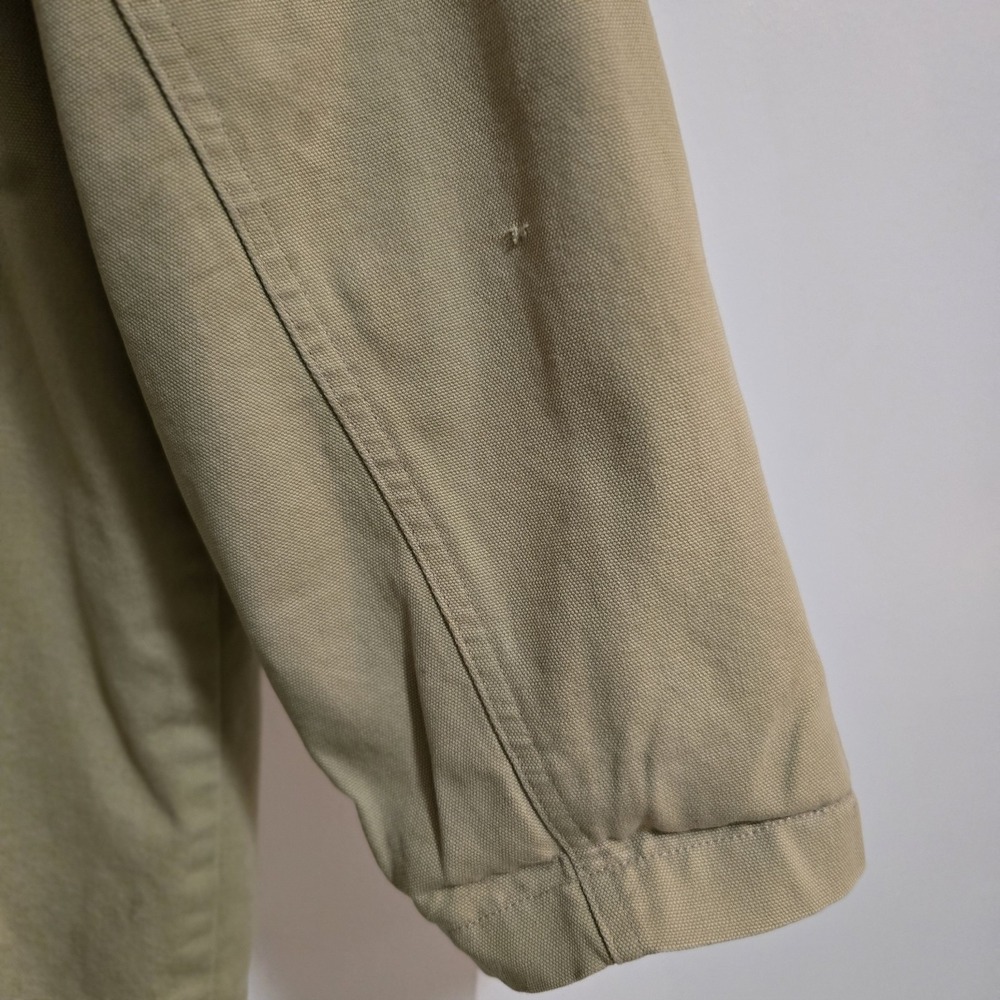 Eddie Bauer  Size XXL Beige Field‎ Jacket Canvas Lined Barn Chore Leather Collar - Picture 5 of 9